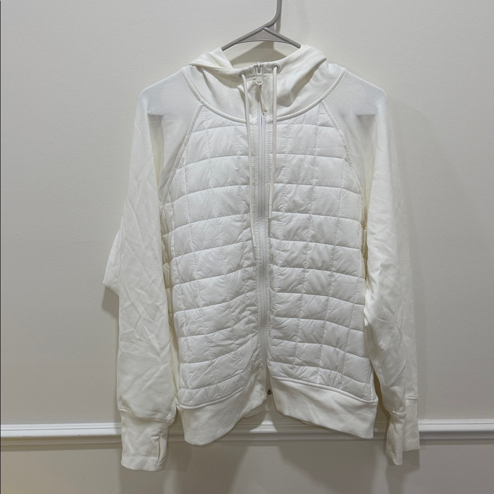 Old Navy White Quilted Zip-Up Hoodie
